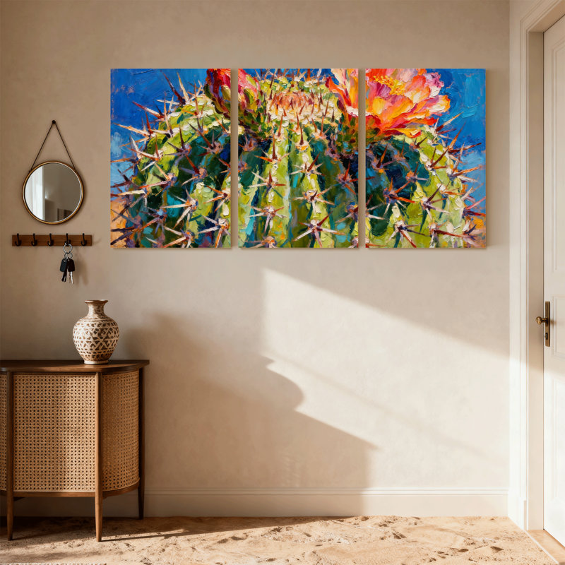 «Cactus Cactus Bloom», ensemble de 3 impressions sur toile, H 30 po x l 60 po