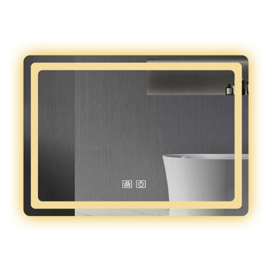 Wall Mounted Bathroom Led Mirror - Clear Imaging Feature, Waterproof Characteristic, Plug Included Lighted Fog Switch, Smooth Imaging, Long Service Life