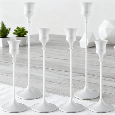 Elegant Taper Candlestick Holders Set Of 6, Durable Aluminum Alloy Candle Holders For Home Decor, Rust-Proof And Anti-Slip Design
