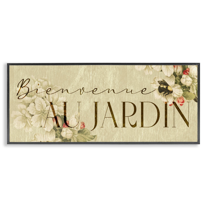 «Vintage Garden Welcome», giclée encadrée par Lil 'Rue, H 10 po x l 24 po, Giclée encadrée noir minuit