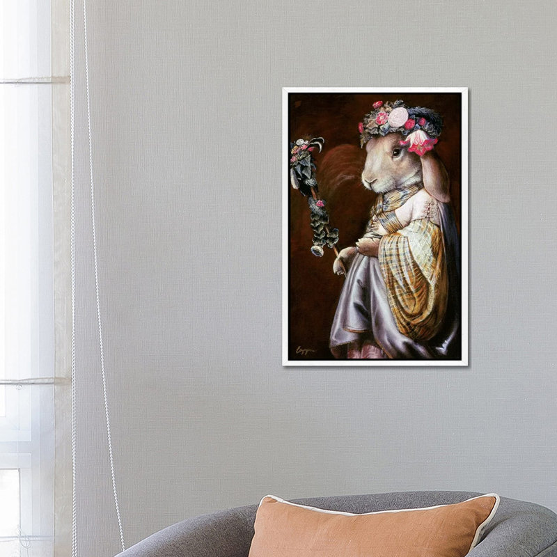 Floral Op by Melinda Copper - Painting on Canvas, White Framed, 66.04 cm H x 45.72 cm W