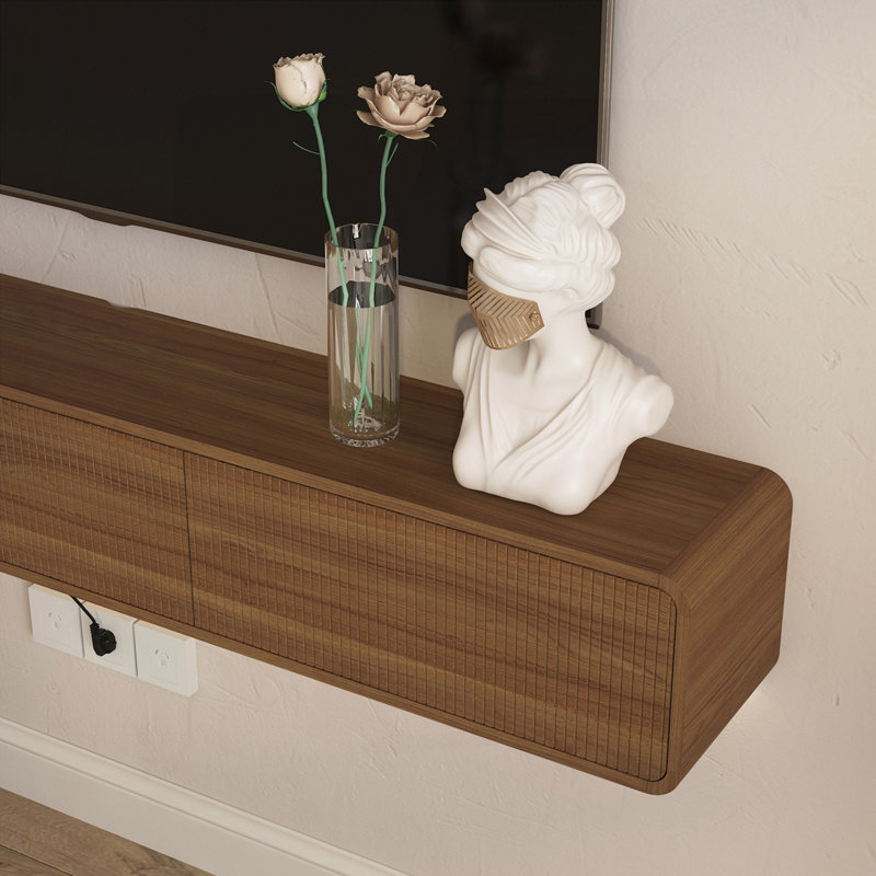 Meuble télé flottant avec 16 lumières DEL de couleur, Wood