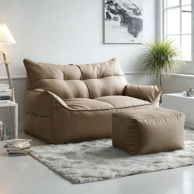 Canapé à billes rétro minimaliste, Mélange de polyester kaki