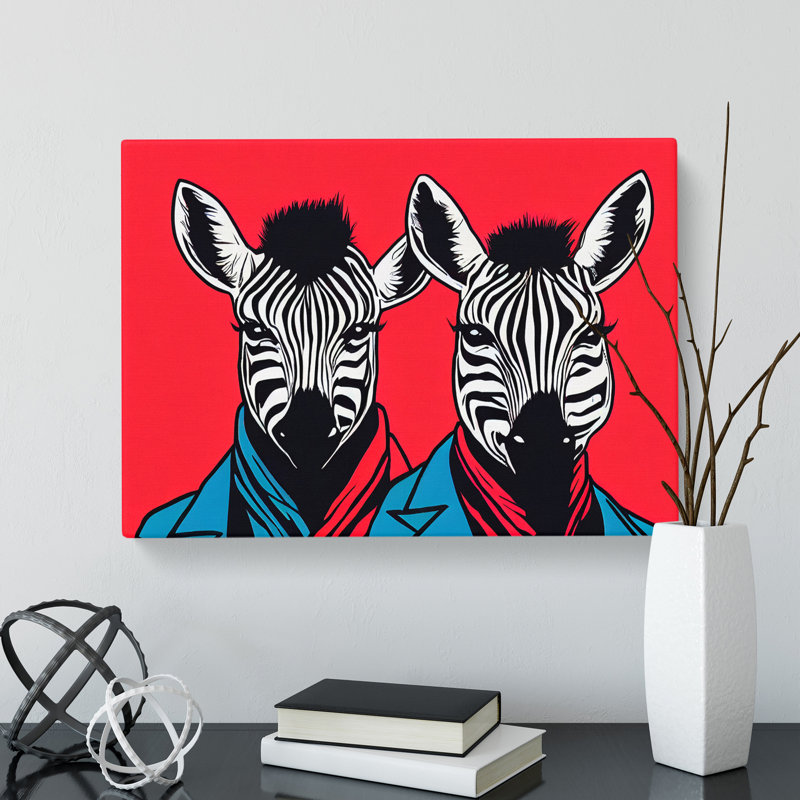 The Two Zebras Abstract - Wrapped Canvas, 40cm H x 60cm W x 3cm D