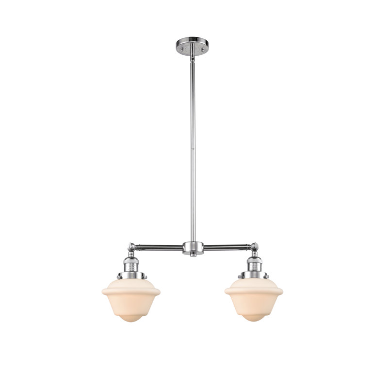 Luminaire suspendu linéaire à 2 lumières pour îlot de cuisine Calliope, Grainé, Chrome poli, Ampoule DEL 6 watts Vinage
