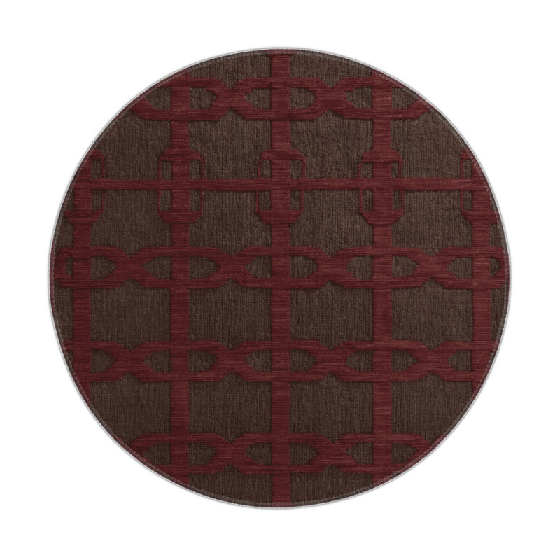 Tapis noir intérieur et extérieur Trellis, Rond 5 pi