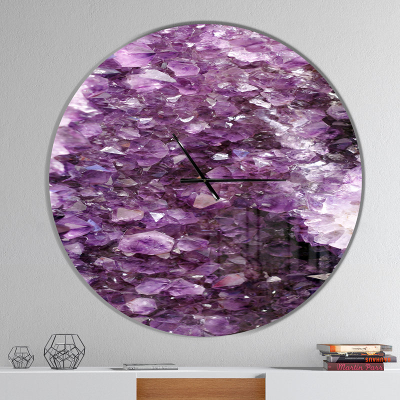 Mauve pierres précieuses - horloge murale moderne, Surdimensionné