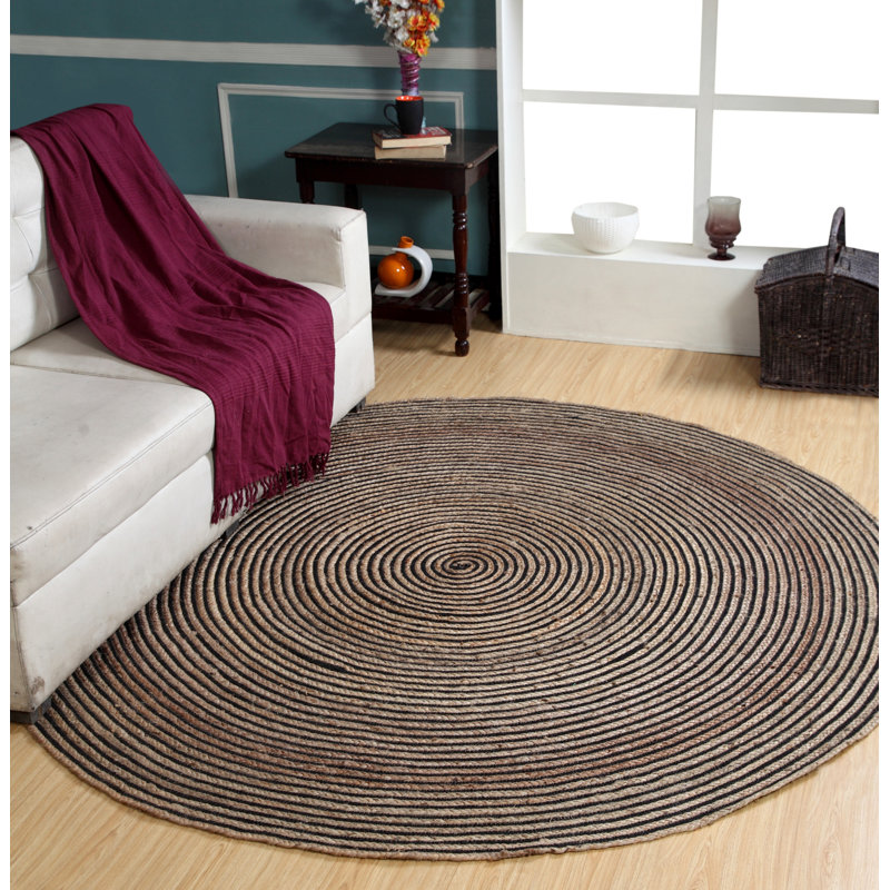 Roepke Striped Jute / Sisal Hand Woven Area Rug, Round 210cm