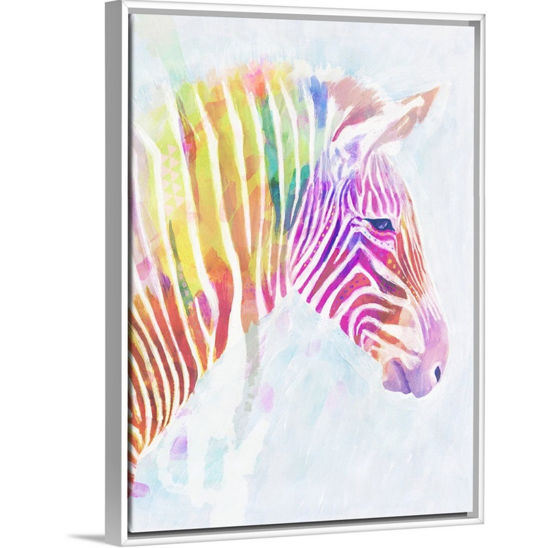 Zèbree fluorescente ii art Sharpton, H 40 po x l 30 po x P 1,75 po, Cadre flottant blanc