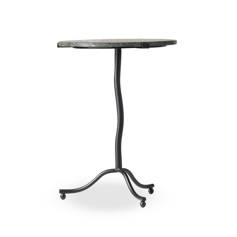 SOPHIE Marble End Table, Black Marble Top/Iron Matte Black Base