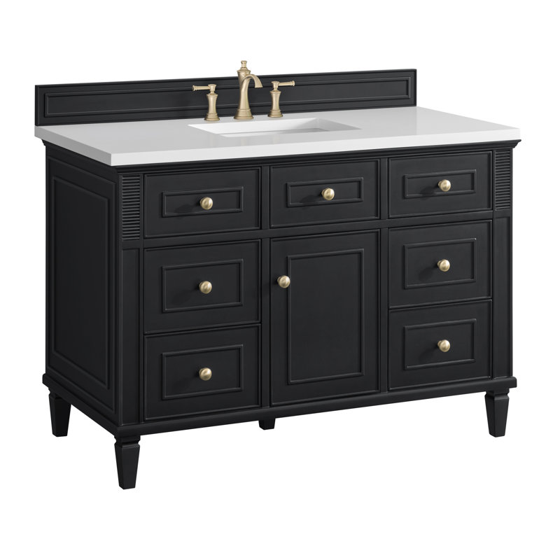Lorelai 48'' W Single Vanity, Black Onyx, 8" Widespread, White Zeus Quartz
