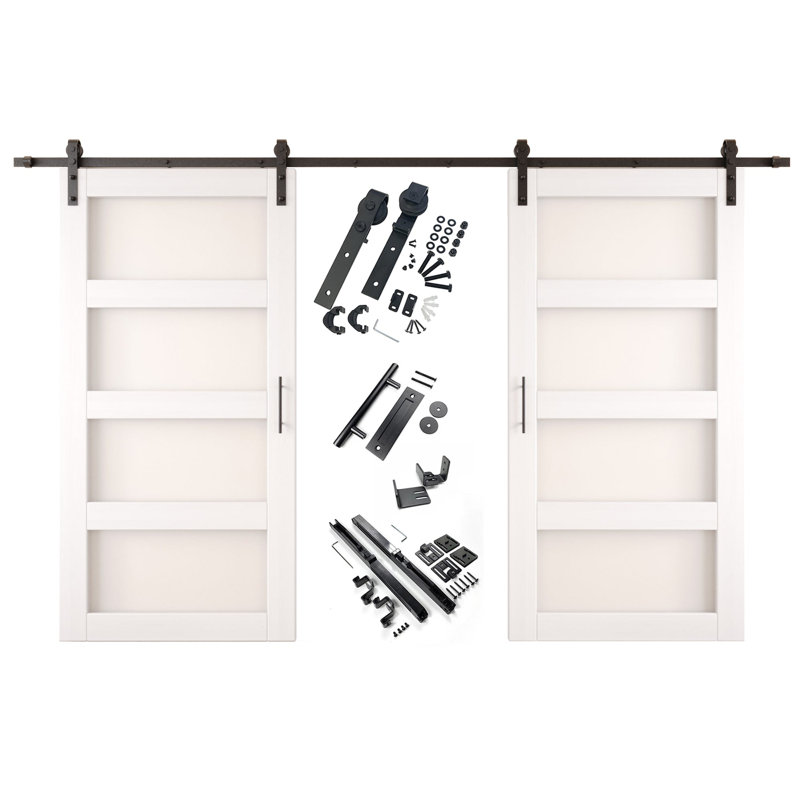 Portes de grange non assemblées et finies en verre à 4 verres de 40 po x 80 po Homacer de Homacer, 40 po x 80 po