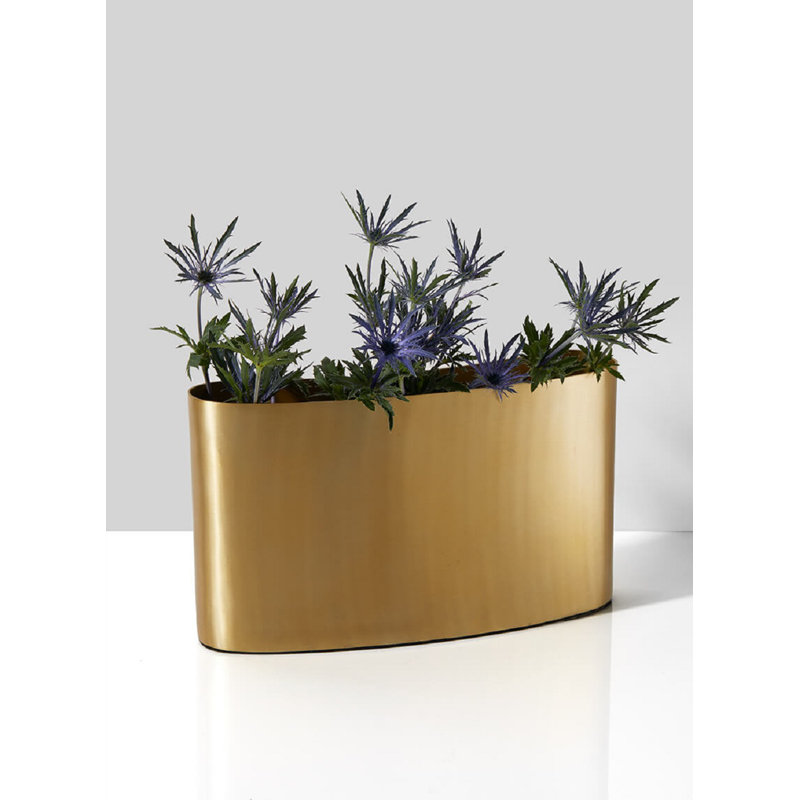 Metal Table Vase, 7" H x 12.5" W x 2.5" D