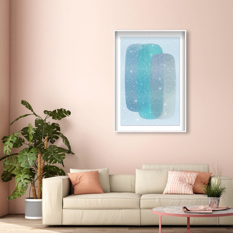 Teal Gradients Print by Oliver Gal, 16.5"H x 11.5"W, White Shadowbox