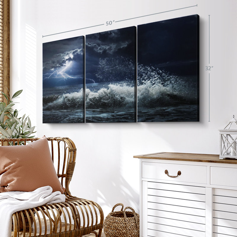 " Seascape Lightning Storm " on, 32" H x 50" W