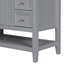 Meuble-lavabo 36 po avec lavabo, une armoire et trois tiroirs, panneau de bois massif et panneau de fibres à densité moyenne, gris-1961771559