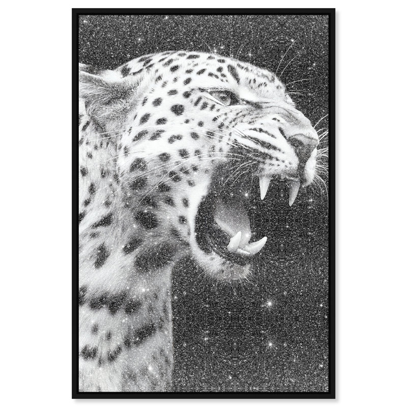 Leopard Roar Print by Oliver Gal, 25"H x 37"W, Black Floater Frame