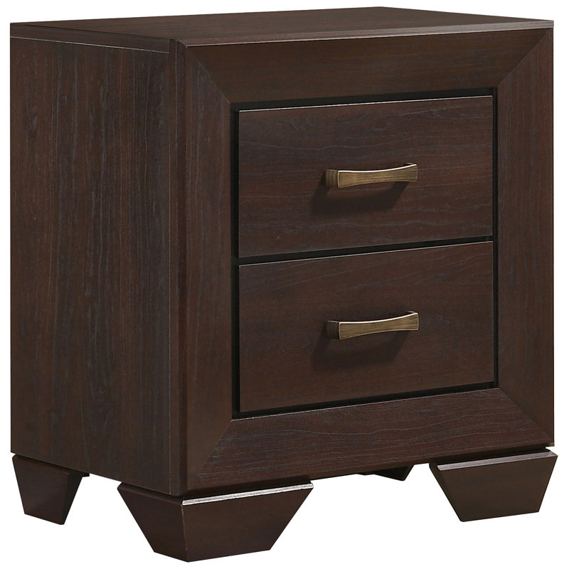 MDF Nightstand With 2 Drawers, Dark Brown
