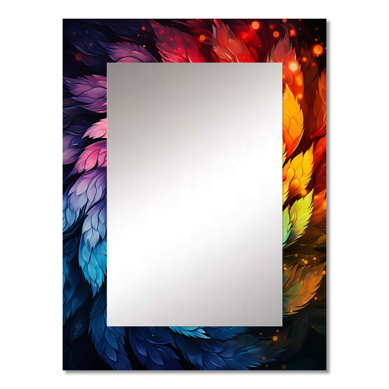 Fractal colorfulFloral Spiral III - Fractal Unique Wall Mirror, Modern Mirror, Printed Metal Art, 32" x 24"