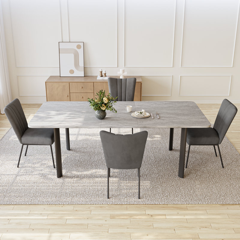 78.7''rectangular Dining Table Set, Modern Kitchen Table Set With Upholstered Dining Chair For Home, Kitchen Dining Room