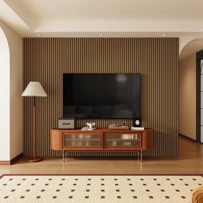 2 PCS x 94"L x 24"W Acoustic Slat Wall Panels, Eco-Wood Look for Home/Office Wall & Ceiling