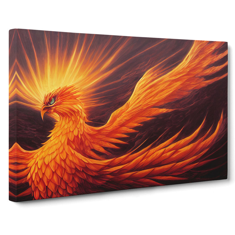 Bright Phoenix Bird - Wrapped Canvas, 50cm H x 76cm W x 3cm D