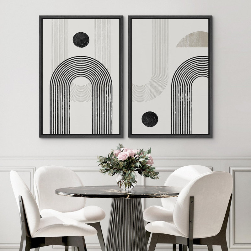 «Dark Black Color Field Landscape», 2 pièces sur toile, Cadre noir, H 24 po x l 36 po