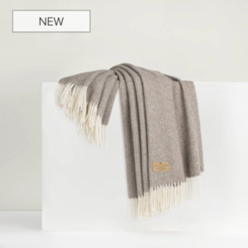 Pinstripe Cashmere/Lambswool Throw, Taupe