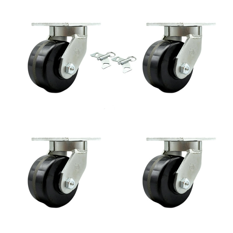 Ensemble de roulettes pivotantes extra-robustes avec 2 verrous pivotants