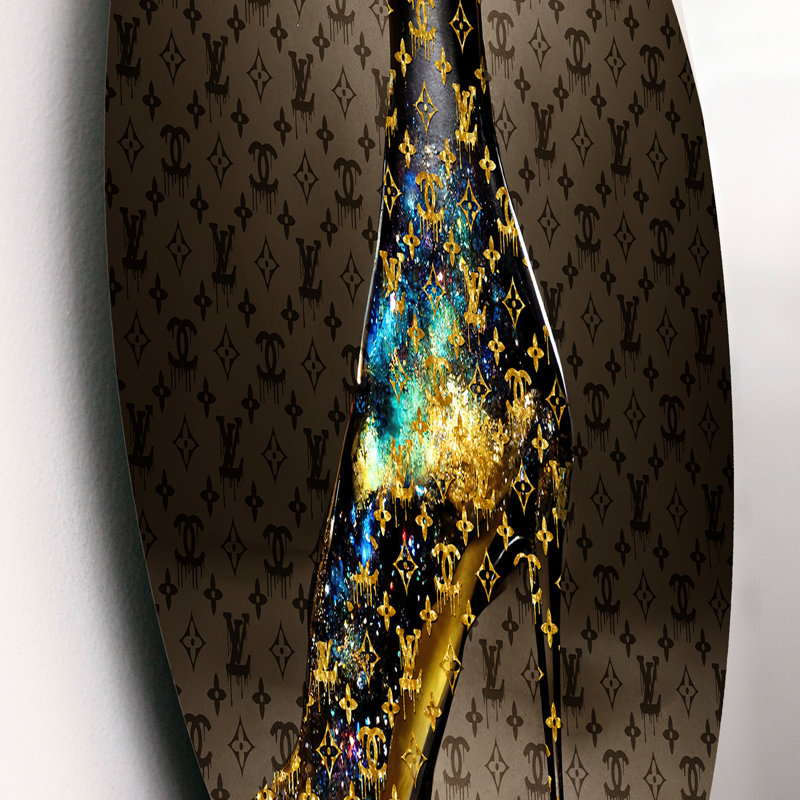 Luxueux talons aiguilles V - mode, art mural rond sur métal, L 23 po x H 23 po