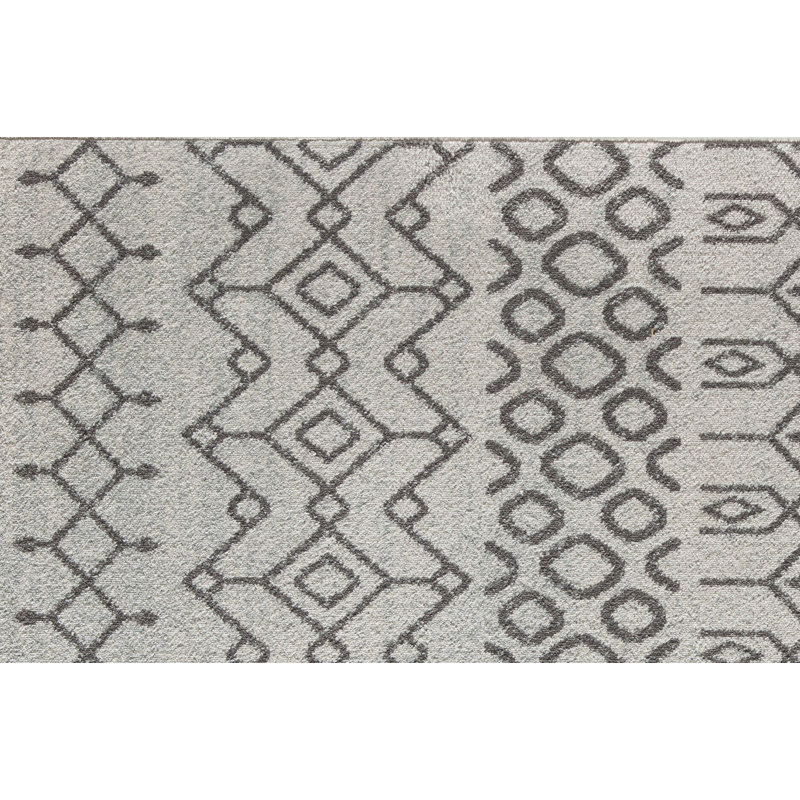 Tapis blanc tribal marocain clair Ildiko Kn40B 5 pi 0 po x 7 pi 0 po, Rectangle 2 pi 6 po x 4 pi