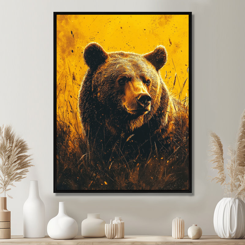 Dileo - Bear Wall Art, Black, Framed Print without Mat, 20" H x 12" W
