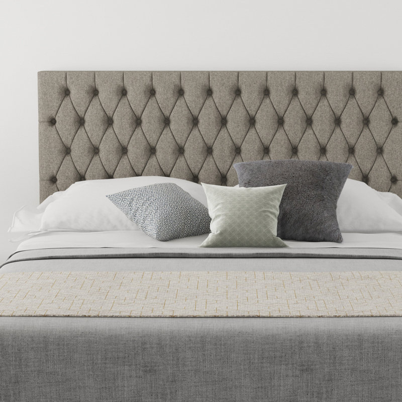 Upholstered Headboard, Tweed Grey, Kingsize (5')