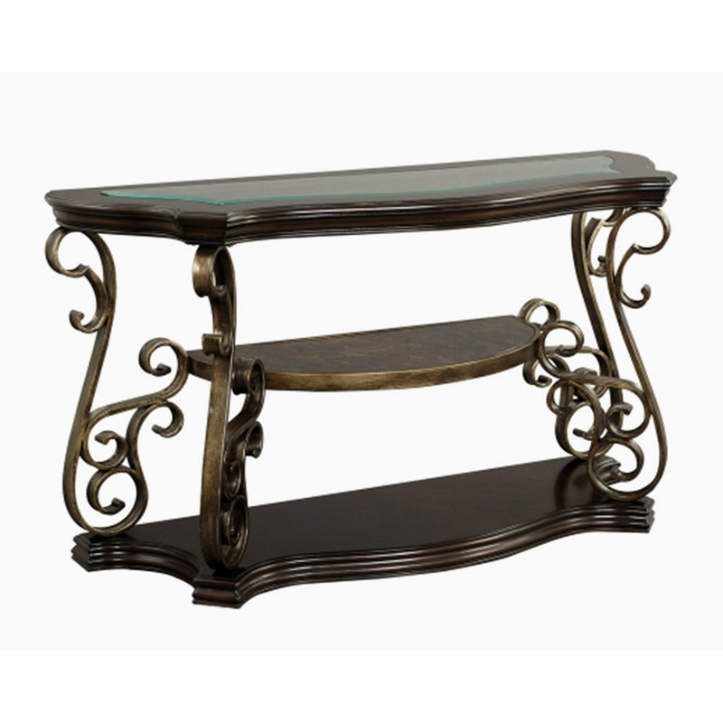 Tasnia 52'' Console Table, Brown, Brown/Clear