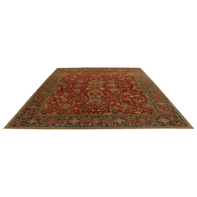 Tapis traditionnel rouge et bleu 9 x 12