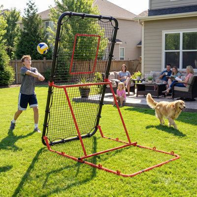 7x4 Ft Volleyball Rebounder Net - 90° Foldable Angle & Sturdy Base, Adjustable Bounce Back Trainer For Volleying/bumping/spiking Practice 
