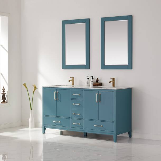 Red Barrel Studio® Kahina 72'' Double Bathroom Vanity with Marble Top ...