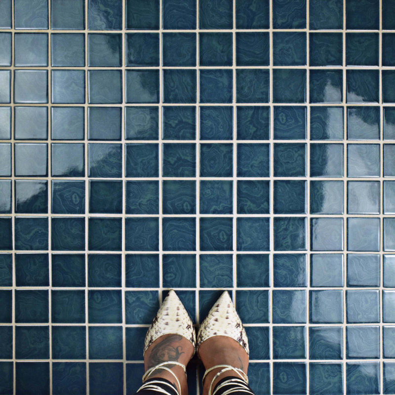Resort 2" x 2" Porcelain Grid Mosaic Tile, Coral Blue