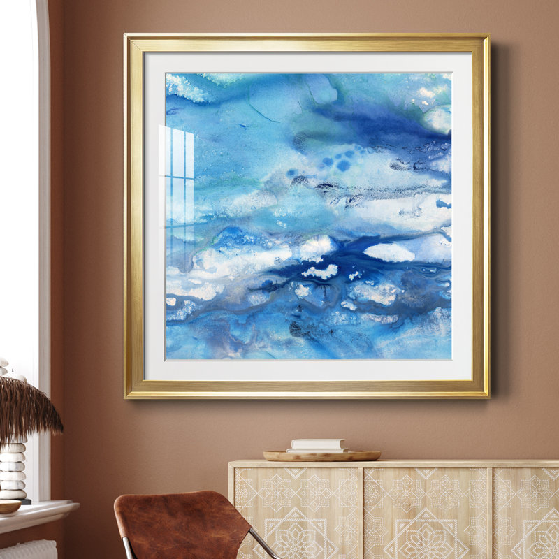 Marbré - peinture encadrée, H 26,5 po x l 26,5 po x P 1,5 po, Doré