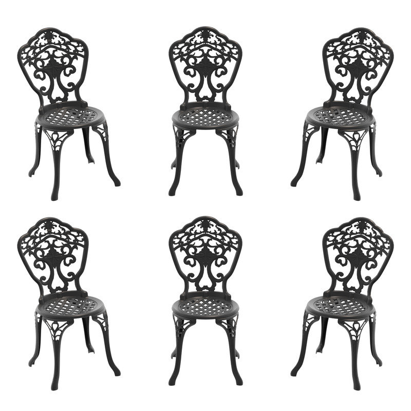 Ensemble de 6 chaises de salle à manger d'extérieur en aluminium moulé, largeur du siège 15,35 pouces