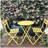 3 Piece Patio Bistro Set of Foldable Round Table and Chairs, Yellow-934952800