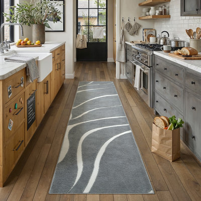 Paxston Modern Shag Grey Area Rug With Non-Slip Backing