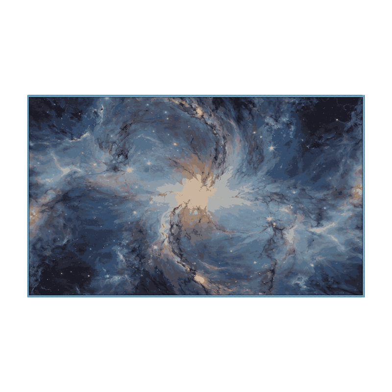 Machine Washable Blue Area Rug, Rectangle 5' x 8'