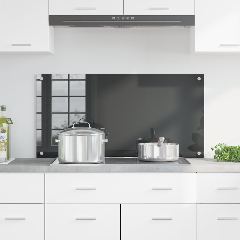 Kitchen Backsplash Tempered Glass, Grey, 50 x 100 cm