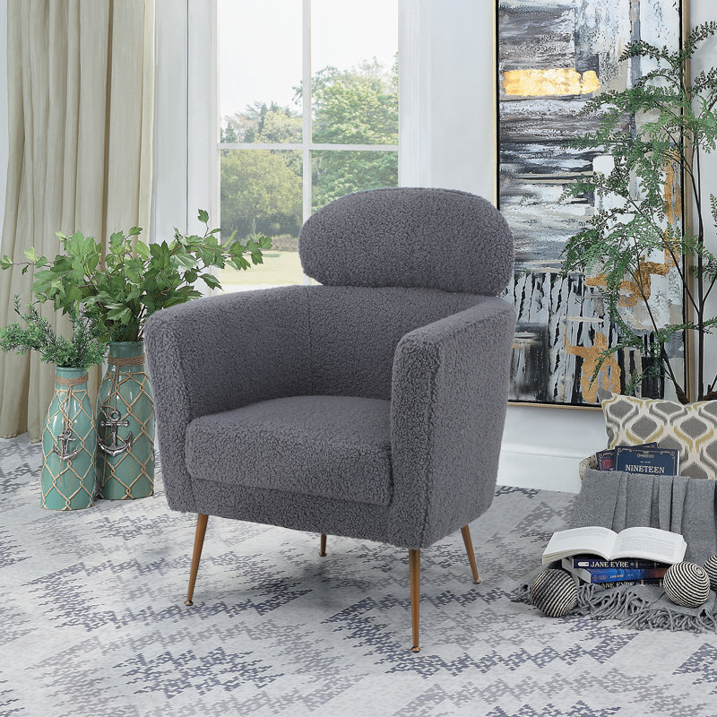 Fauteuil demi-tonneau en polyester 28 po, Mélange de polyester gris