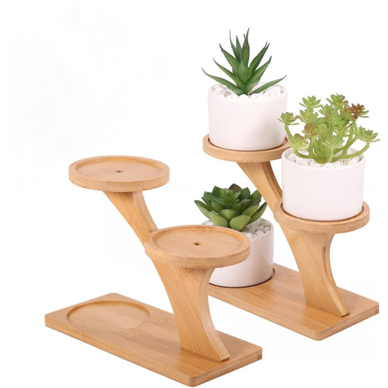 Ensemble de 2 supports à plantes à 3 niveaux, support de plante d'intérieur pour petite fenêtre - petit support de plante de table, petit support à fleurs pour la maison, le bureau, le salon, la décoration de chambre à coucher