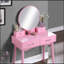 Ensemble de coiffeuse et tabouret en bois-853004285