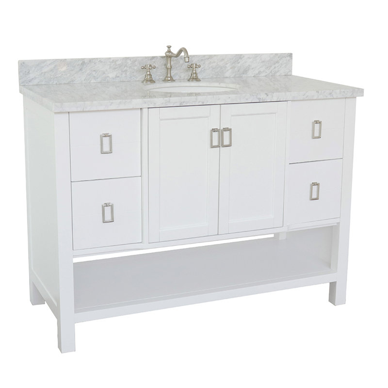 Wilhoit 49'' Single Bathroom Vanity with Top, White/White Carrara