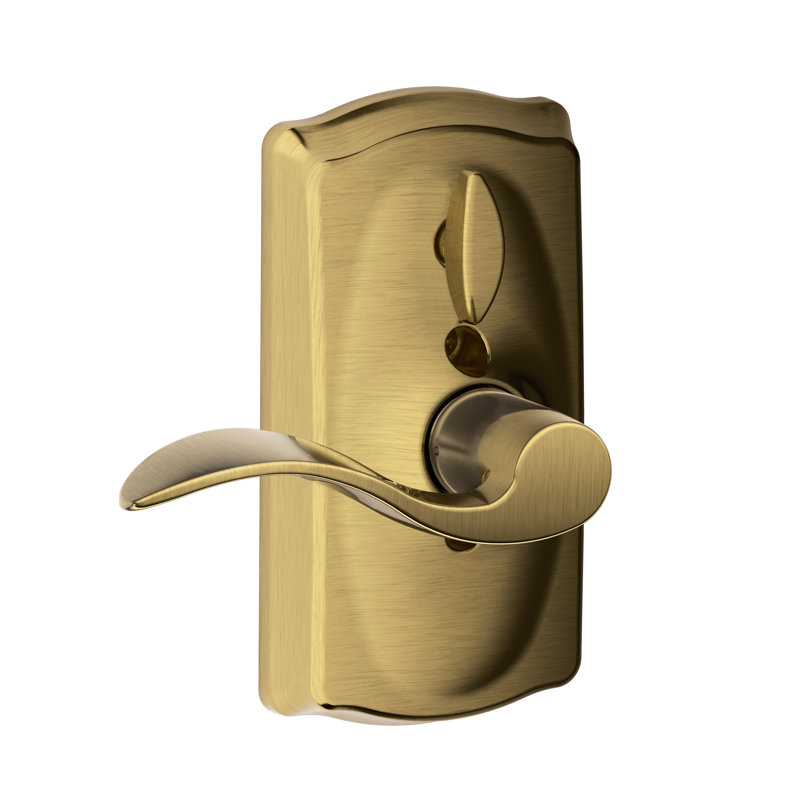 Accent Keypad Lever with Camelot Trim, Antique Brass, Yes, Reversible
