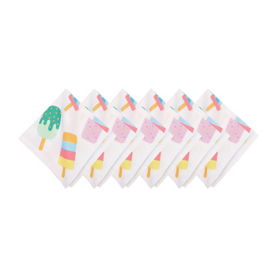 Popsicle Summer Reversible Embroidered Napkins Set of 6